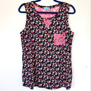 P.S. KATE floral lace cut out tank top
